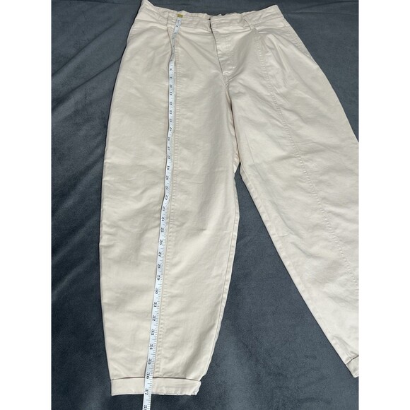 ZARA Women Asymmetric Belt Zipper Hi-Rise Balloon Pants SZ L Beige - Picture 5 of 12